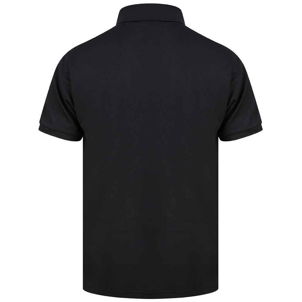 Black - Side - Henbury Mens Piqu Polo Shirt