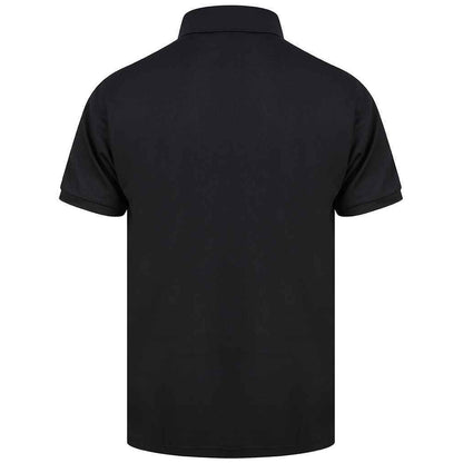 Black - Side - Henbury Mens Piqu Polo Shirt
