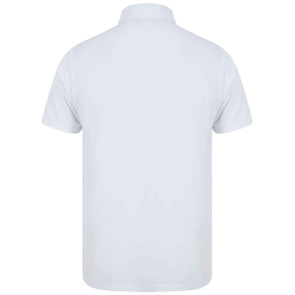 White - Back - Henbury Mens Piqu Polo Shirt