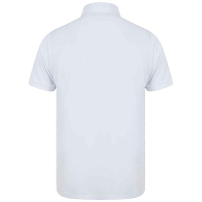White - Back - Henbury Mens Piqu Polo Shirt