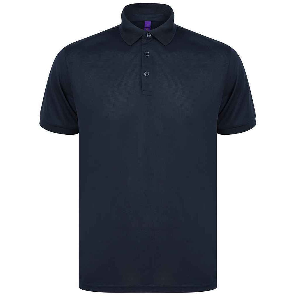 Navy - Front - Henbury Mens Piqu Polo Shirt