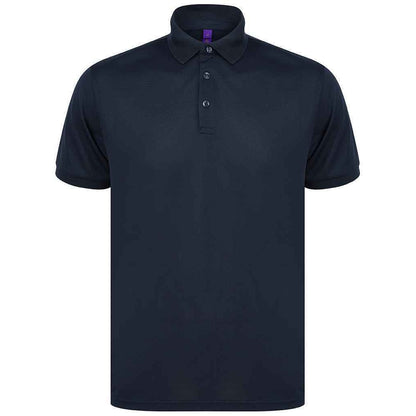 Navy - Front - Henbury Mens Piqu Polo Shirt