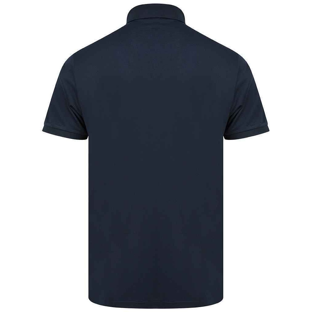 Navy - Back - Henbury Mens Piqu Polo Shirt