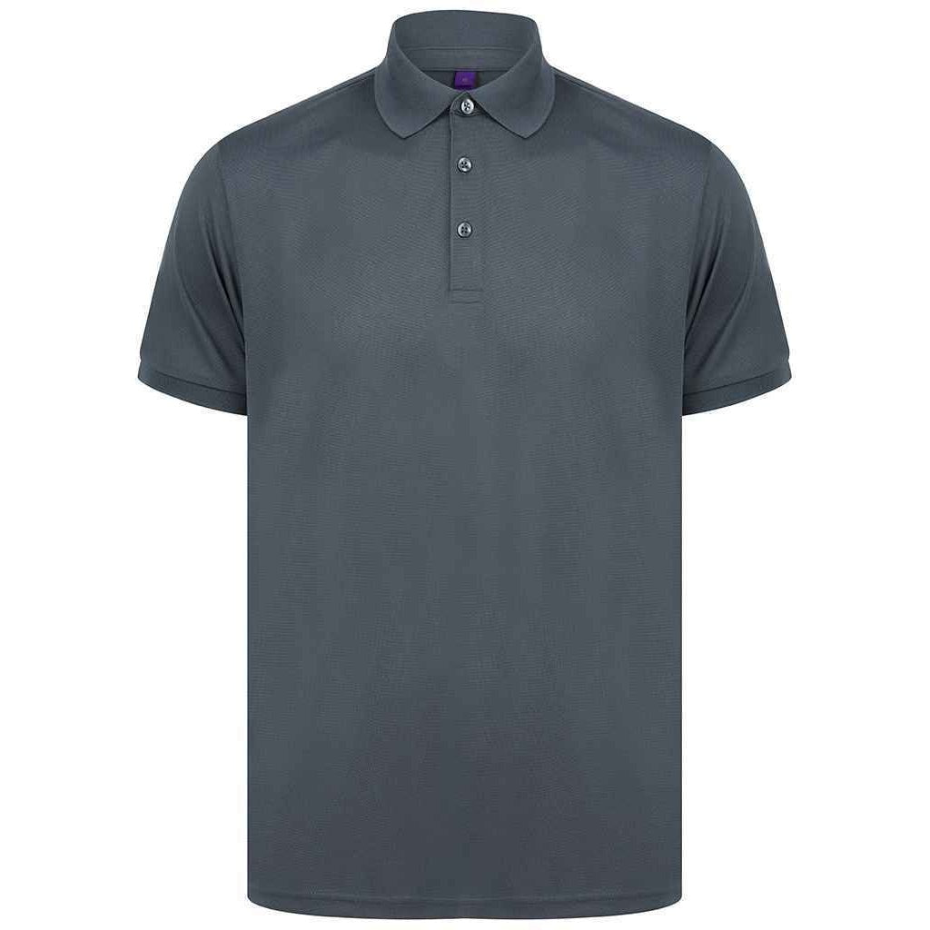 Charcoal - Front - Henbury Mens Piqu Polo Shirt