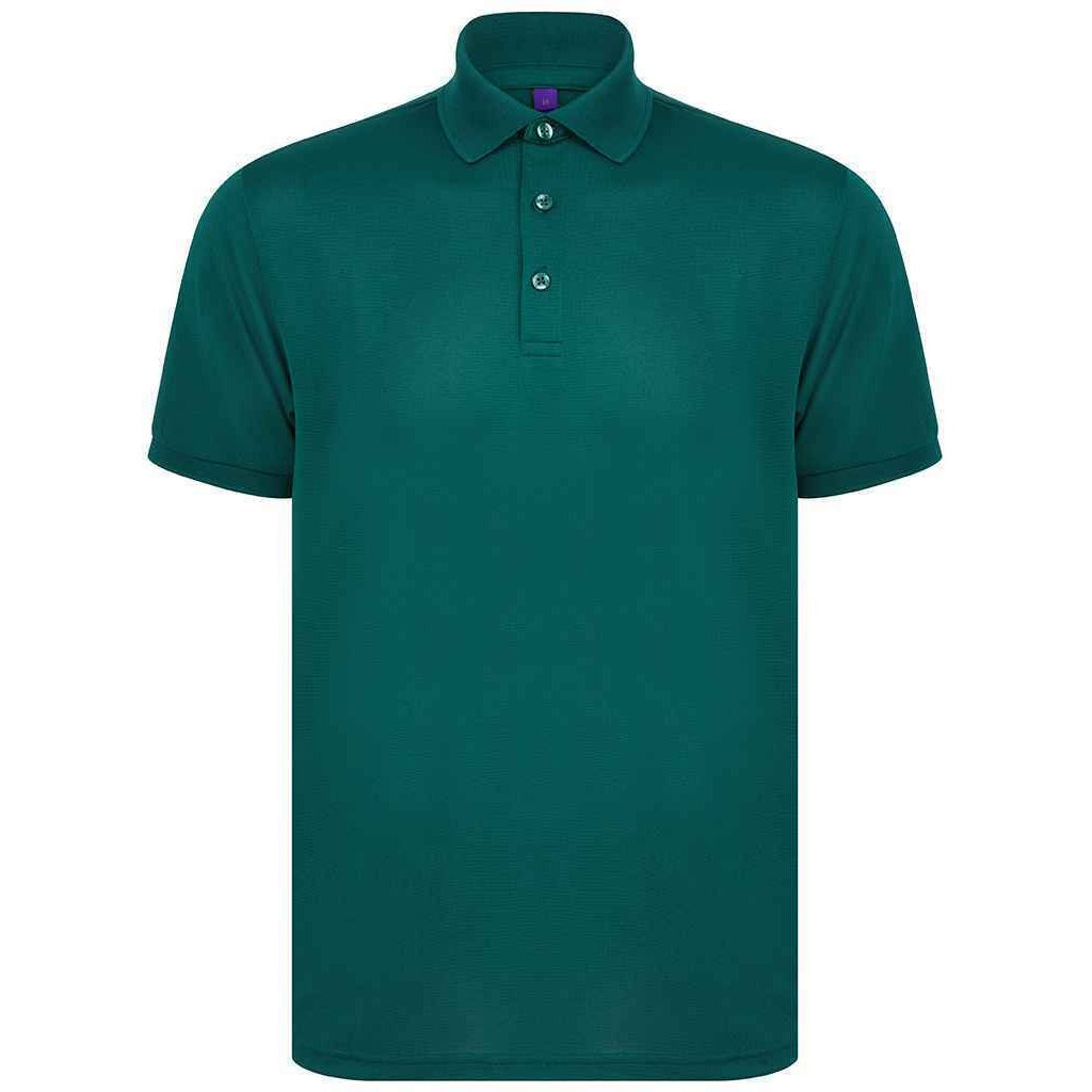 Bottle Green - Front - Henbury Mens Piqu Polo Shirt