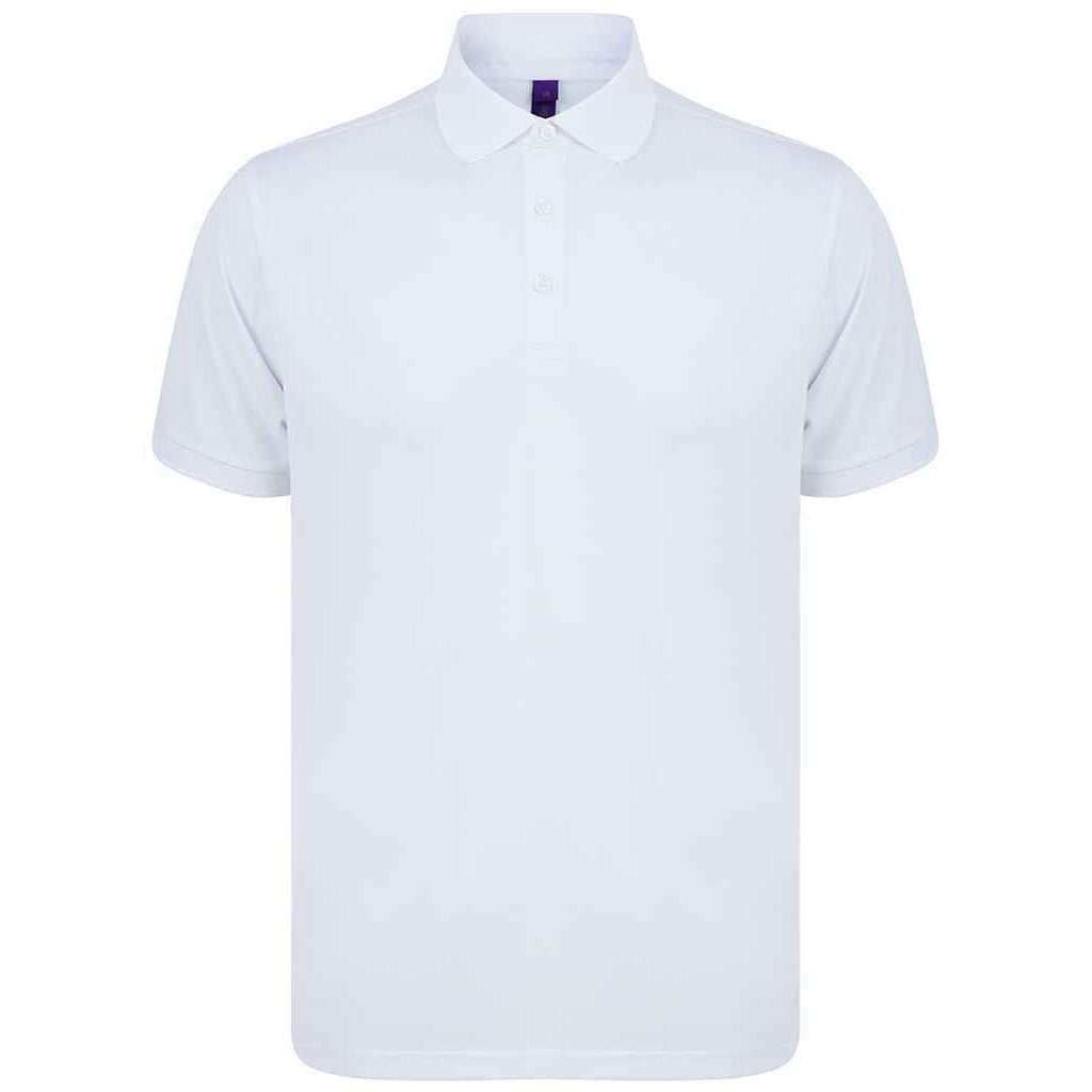White - Front - Henbury Mens Piqu Polo Shirt