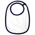 White-Navy - Front - Babybugz Baby Organic Single Layer Bib