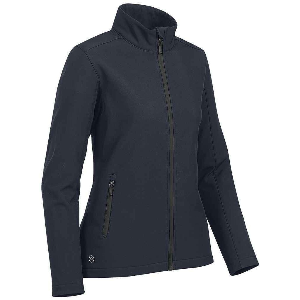 Navy-Carbon - Back - Stormtech Womens-Ladies Orbiter Soft Shell Jacket