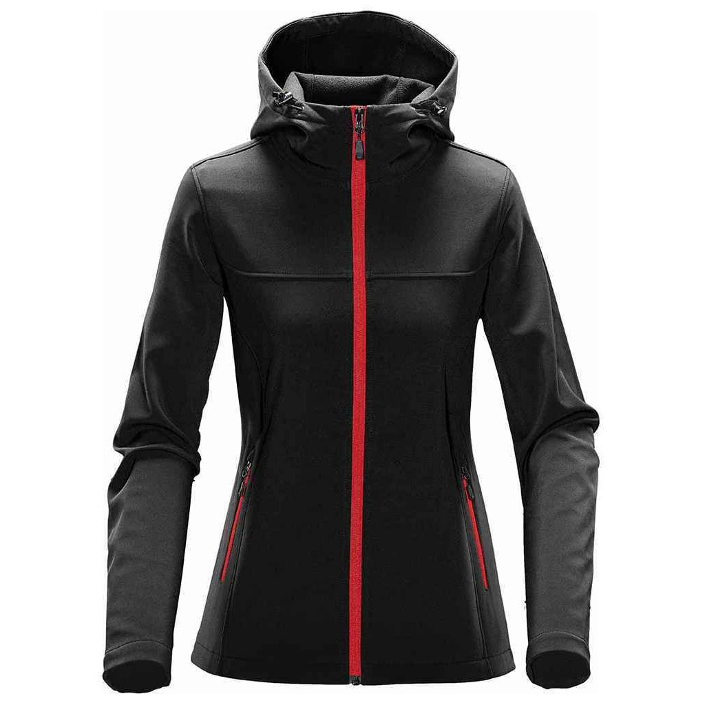 Black-Bright Red - Front - Stormtech Womens-Ladies Orbiter Hooded Soft Shell Jacket