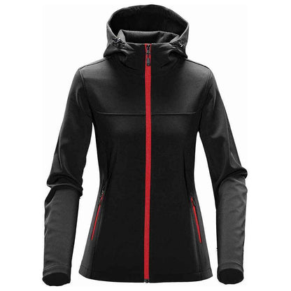 Black-Bright Red - Front - Stormtech Womens-Ladies Orbiter Hooded Soft Shell Jacket