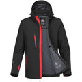 Black-Bright Red - Back - Stormtech Mens Patrol Hooded Soft Shell Jacket