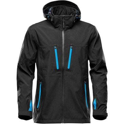 Black-Electric Blue - Front - Stormtech Mens Patrol Hooded Soft Shell Jacket