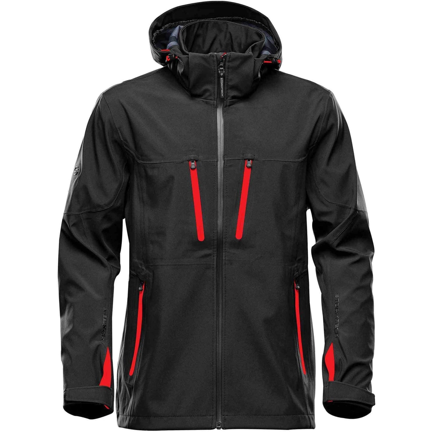 Black-Bright Red - Front - Stormtech Mens Patrol Hooded Soft Shell Jacket