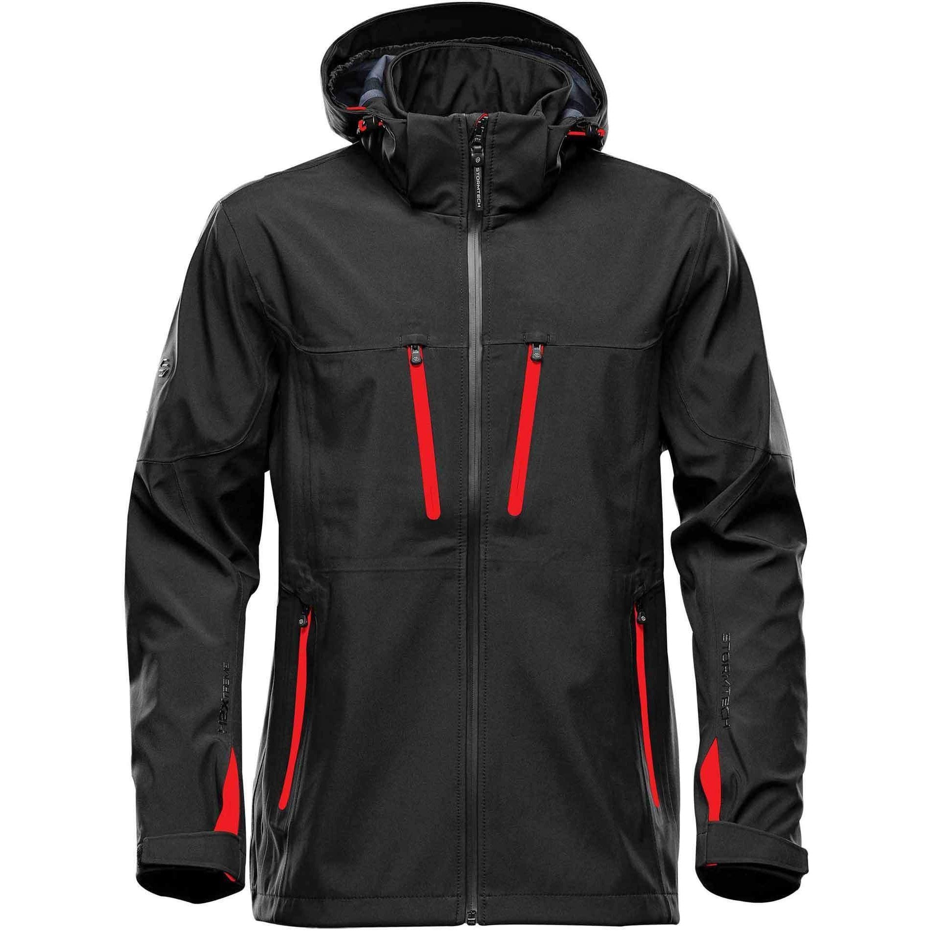 Black-Bright Red - Front - Stormtech Mens Patrol Hooded Soft Shell Jacket