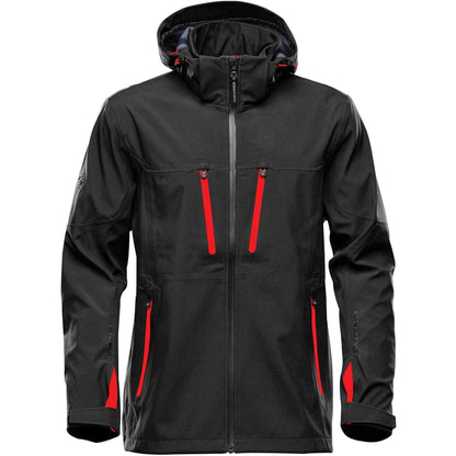 Black-Bright Red - Front - Stormtech Mens Patrol Hooded Soft Shell Jacket