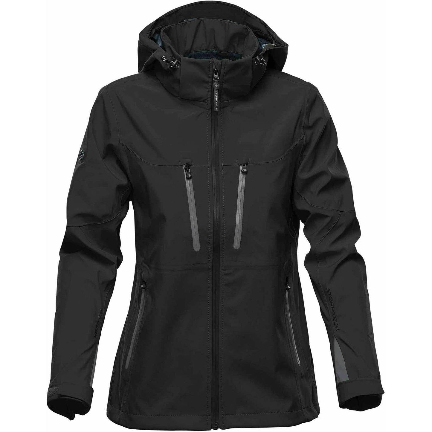 Black-Carbon - Front - Stormtech Womens-Ladies Patrol Hooded Soft Shell Jacket