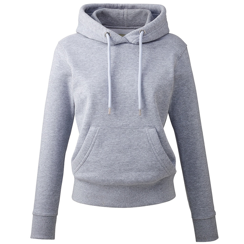 Grey Marl - Front - Anthem Womens-Ladies Organic Hoodie