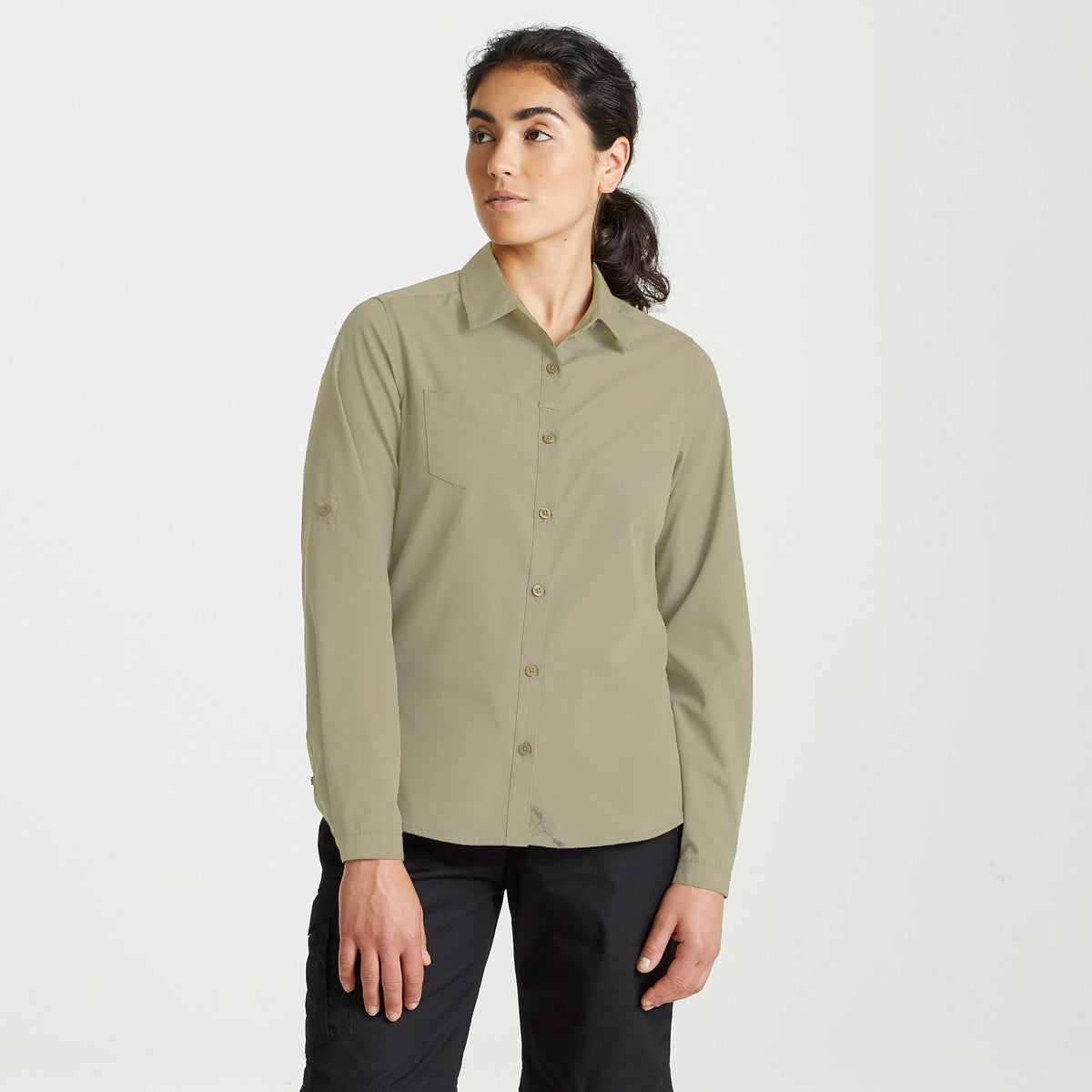 Pebble Brown - Back - Craghoppers Womens-Ladies Expert Kiwi Long-Sleeved Shirt
