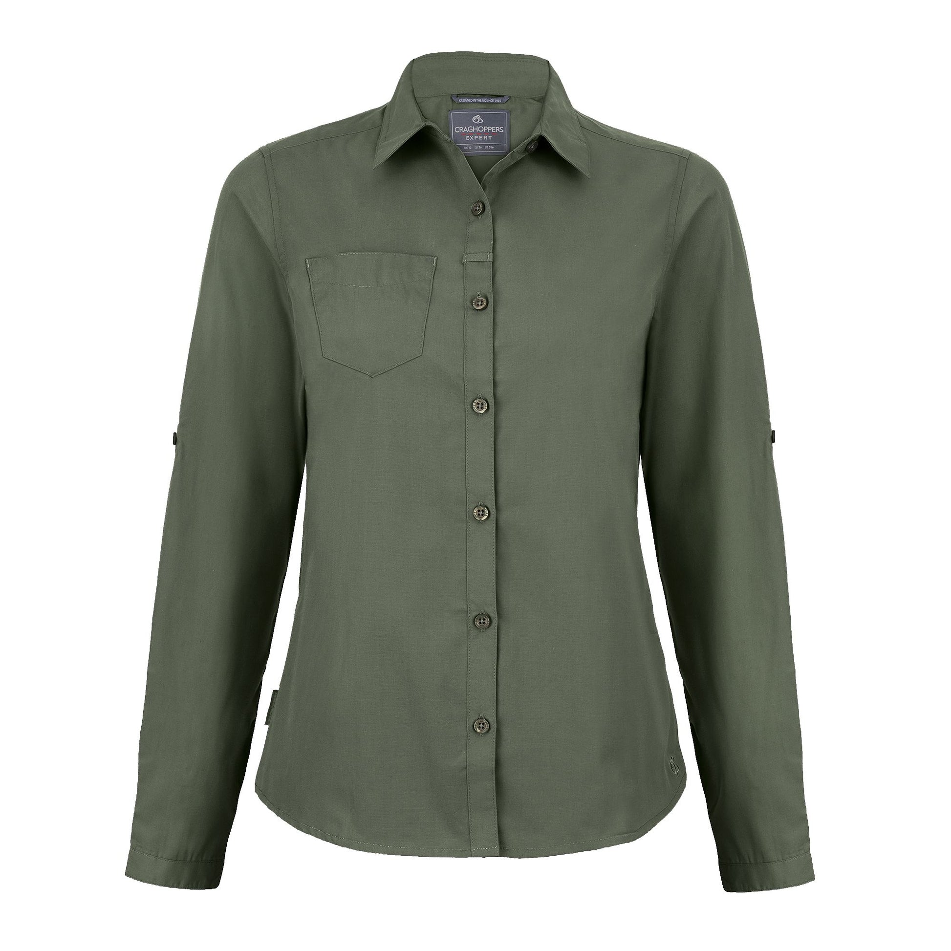 Cedar Green - Front - Craghoppers Womens-Ladies Expert Kiwi Long-Sleeved Shirt