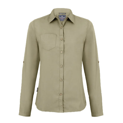 Pebble Brown - Front - Craghoppers Womens-Ladies Expert Kiwi Long-Sleeved Shirt
