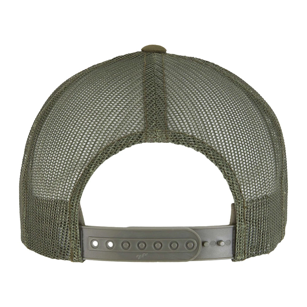 Moss Green-White-Olive Green - Back - Flexfit Unisex Adult Retro Coloured Trucker Cap