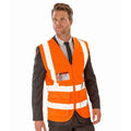 Fluorescent Orange - Back - SAFE-GUARD by Result Unisex Adult Executive Mesh Safety Hi-Vis Vest