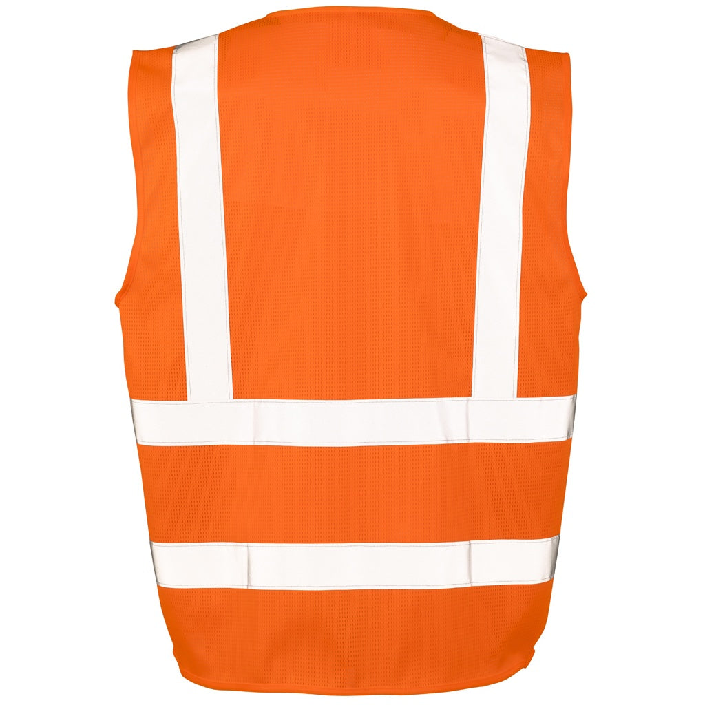 Fluorescent Orange - Side - SAFE-GUARD by Result Unisex Adult Executive Mesh Safety Hi-Vis Vest