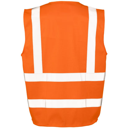 Fluorescent Orange - Side - SAFE-GUARD by Result Unisex Adult Executive Mesh Safety Hi-Vis Vest