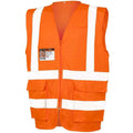 Fluorescent Orange - Front - SAFE-GUARD by Result Unisex Adult Executive Mesh Safety Hi-Vis Vest