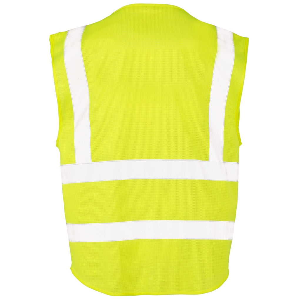 Fluorescent Yellow - Back - SAFE-GUARD by Result Unisex Adult Executive Mesh Safety Hi-Vis Vest