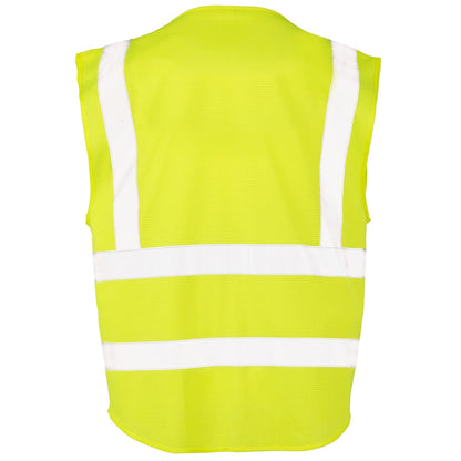 Fluorescent Yellow - Back - SAFE-GUARD by Result Unisex Adult Executive Mesh Safety Hi-Vis Vest