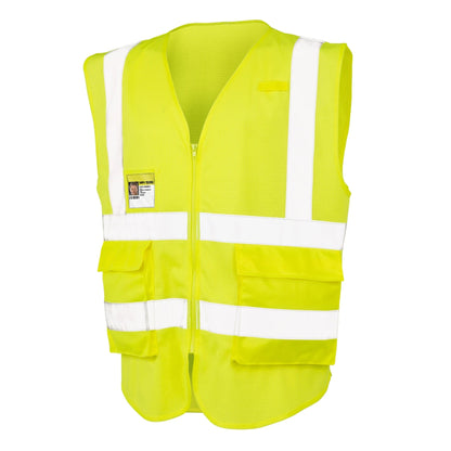 Fluorescent Yellow - Front - SAFE-GUARD by Result Unisex Adult Executive Mesh Safety Hi-Vis Vest