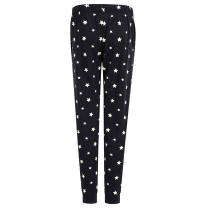 Navy-White - Back - SF Womens-Ladies Stars Lounge Pants