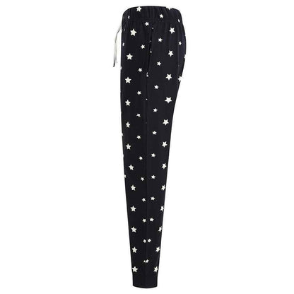 Navy-White - Side - SF Womens-Ladies Stars Lounge Pants