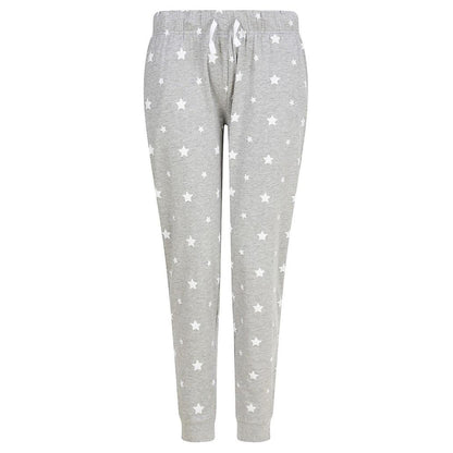Heather Grey-White - Front - SF Womens-Ladies Stars Lounge Pants