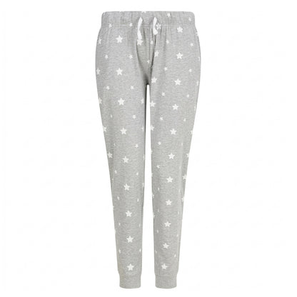 Heather Grey-White - Front - SF Womens-Ladies Stars Lounge Pants