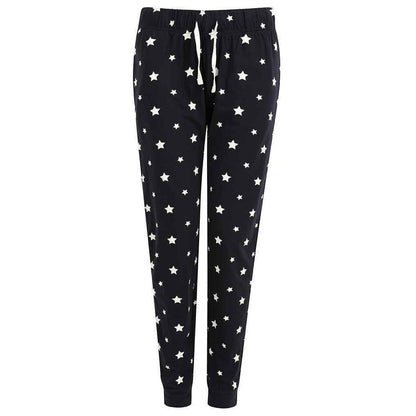 Navy-White - Front - SF Womens-Ladies Stars Lounge Pants