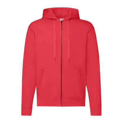 Red - Front - Fruit Of The Loom Mens Classic Zipped Hoodie