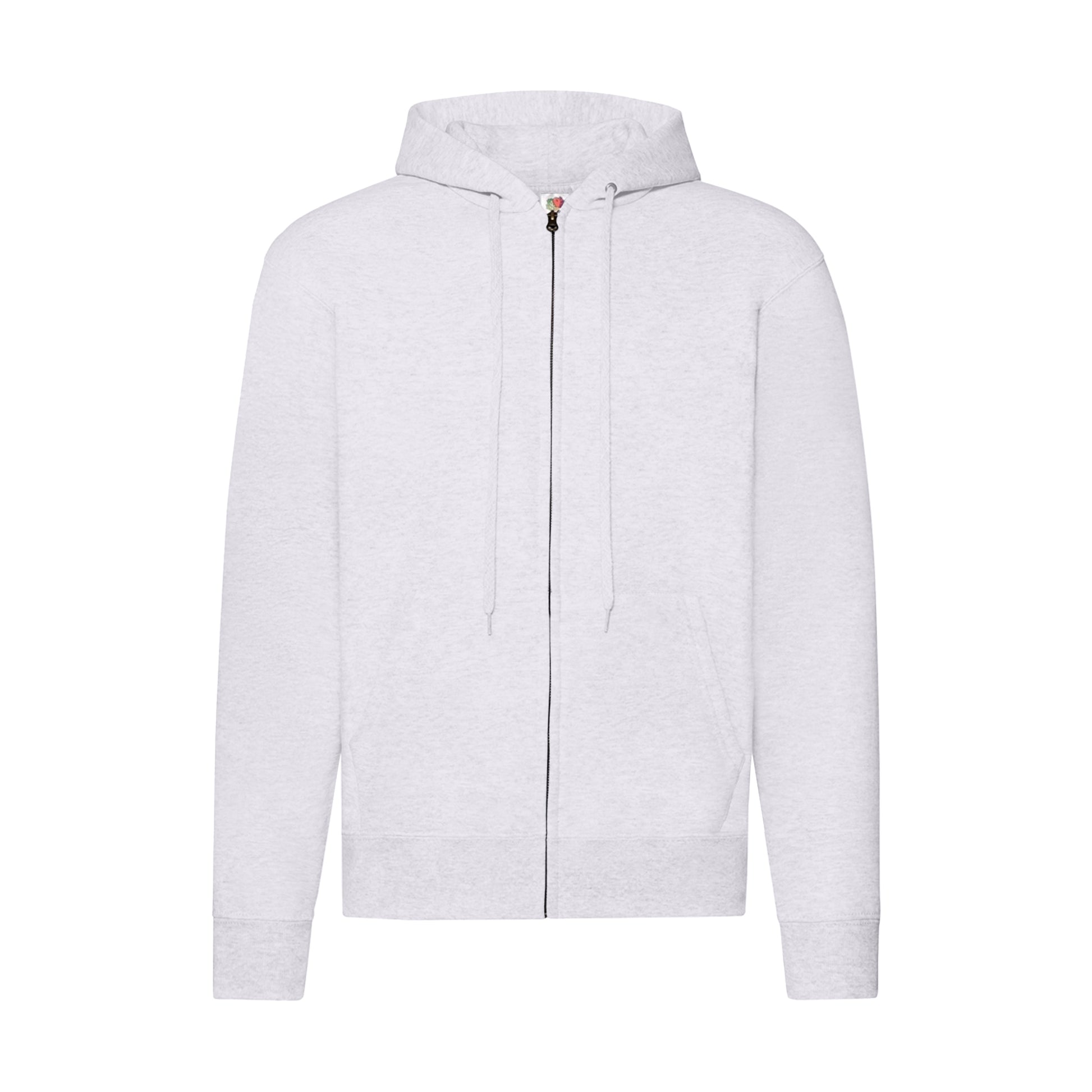 White - Front - Fruit Of The Loom Mens Classic Heather Zipped Hoodie
