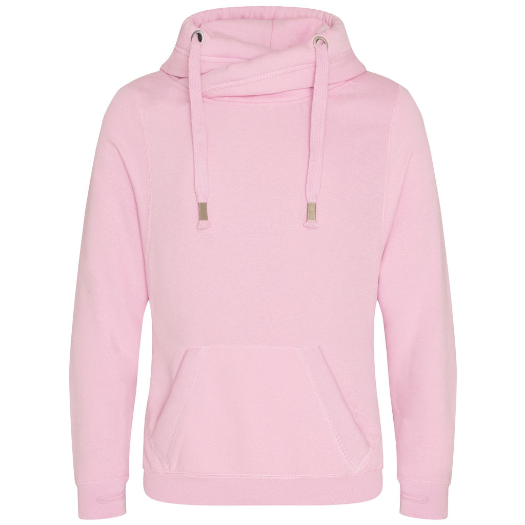 Baby Pink - Front - Awdis Unisex Adult Cross Neck Hoodie