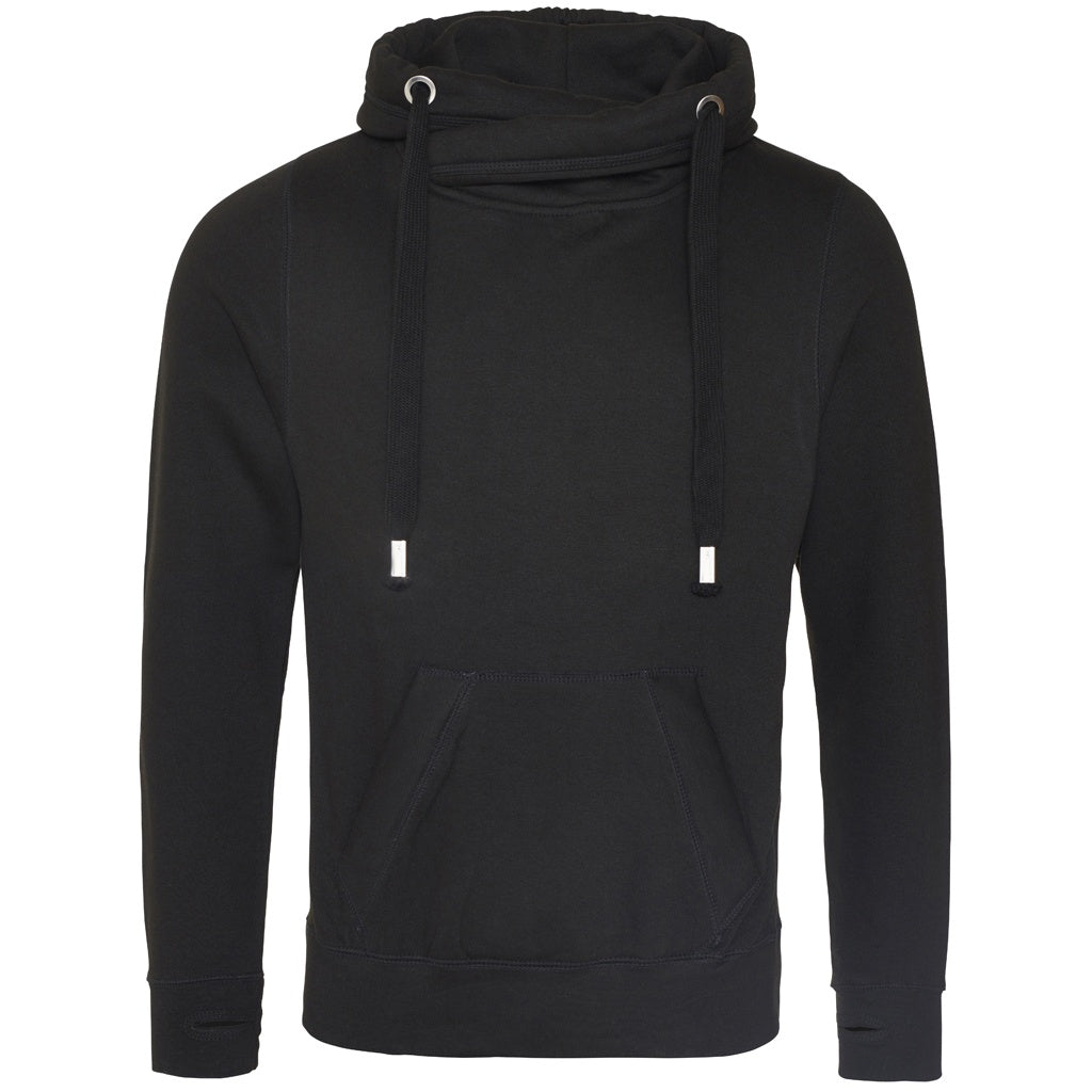 Jet Black - Front - Awdis Unisex Adult Cross Neck Hoodie