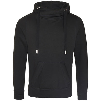 Jet Black - Front - Awdis Unisex Adult Cross Neck Hoodie