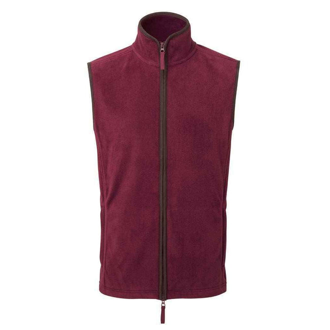Burgundy-Brown - Front - Premier Mens Artisan Fleece Gilet