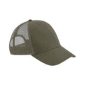 Olive Green - Front - Beechfield Unisex Adult 6 Panel Trucker Cap