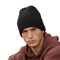 Black - Back - Beechfield Cuffed Recycled Oversized Beanie