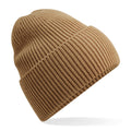 Biscuit Beige - Front - Beechfield Cuffed Recycled Oversized Beanie