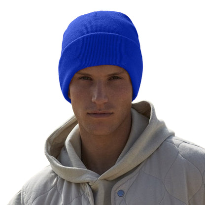 Bright Royal Blue - Side - Beechfield Original Cuffed Organic Cotton Beanie