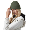 Olive Green - Side - Beechfield Cuffed Organic Cotton Waffle Beanie