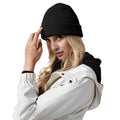 Black - Side - Beechfield Cuffed Organic Cotton Waffle Beanie