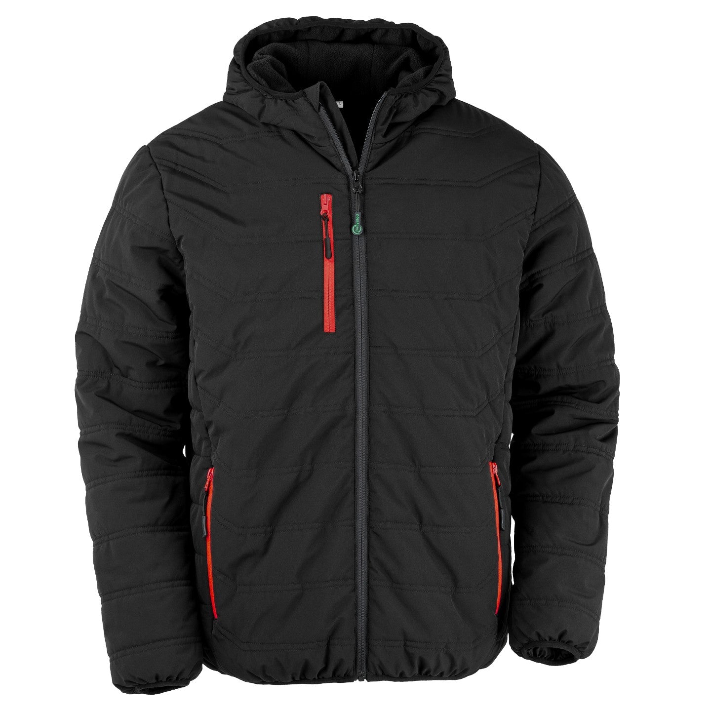 Black-Red - Front - Result Genuine Recycled Mens Compass Padded Jacket